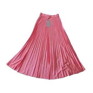 NEW Meshki Rosewater Shirin Pleated Satin Midi Women XS Skirt Pink Peach Pantone